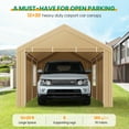 thumbnail image 3 of HOTEEL Carport 12x20 ft Heavy Duty Car Canopy with Roll-up Windows Portable Garage with Removable Sidewalls & Door, Outdoor Canopy Carport Portable Car Tent Garage Car Canopy with Steel Frame, Khaki, 3 of 12