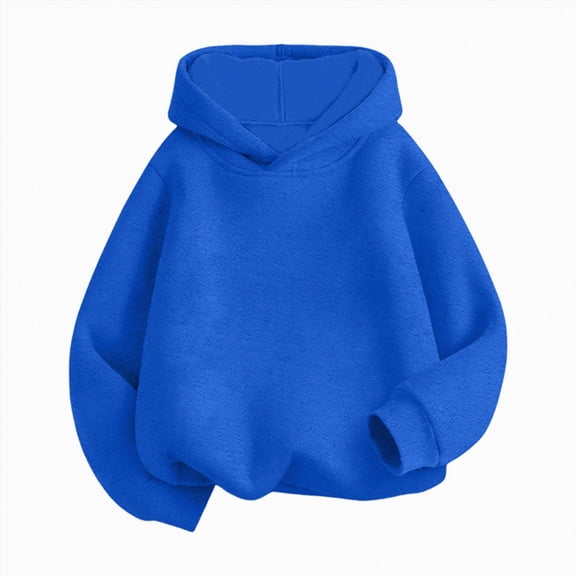 Xudanell Girls Oversized Hoodies 5-16 Years Basic Solid Pullover Hooded Sweatshirts Casual Y2K Outfits Fall Winter Clothes (13-14Y, Blue)