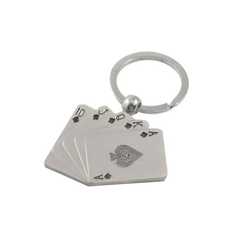 Metal Poker Card Pendant Handbag Decor Silver Tone