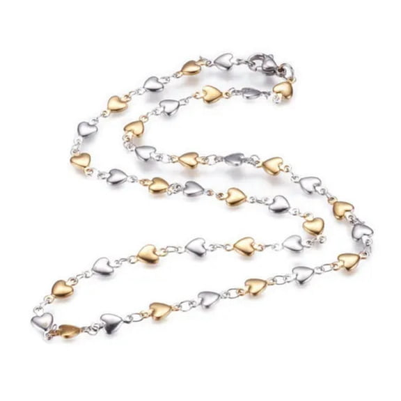 QQTDFG 304 Stainless Steel Chain Necklace Lobster Ion Plating (IP) Heart Gold 18"  A424-Multi-Color