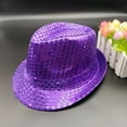 thumbnail image 2 of Sunsanly Shining Sequin Fedora Hat, Adult/Kid Retro Disco Funky Glitter Costume Unisex Party Props Favor Novelty Accessory, 2 of 7