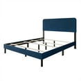 thumbnail image 6 of Castle Place Velvet Upholstered Curved King Bed, Navy Blue, 6 of 11