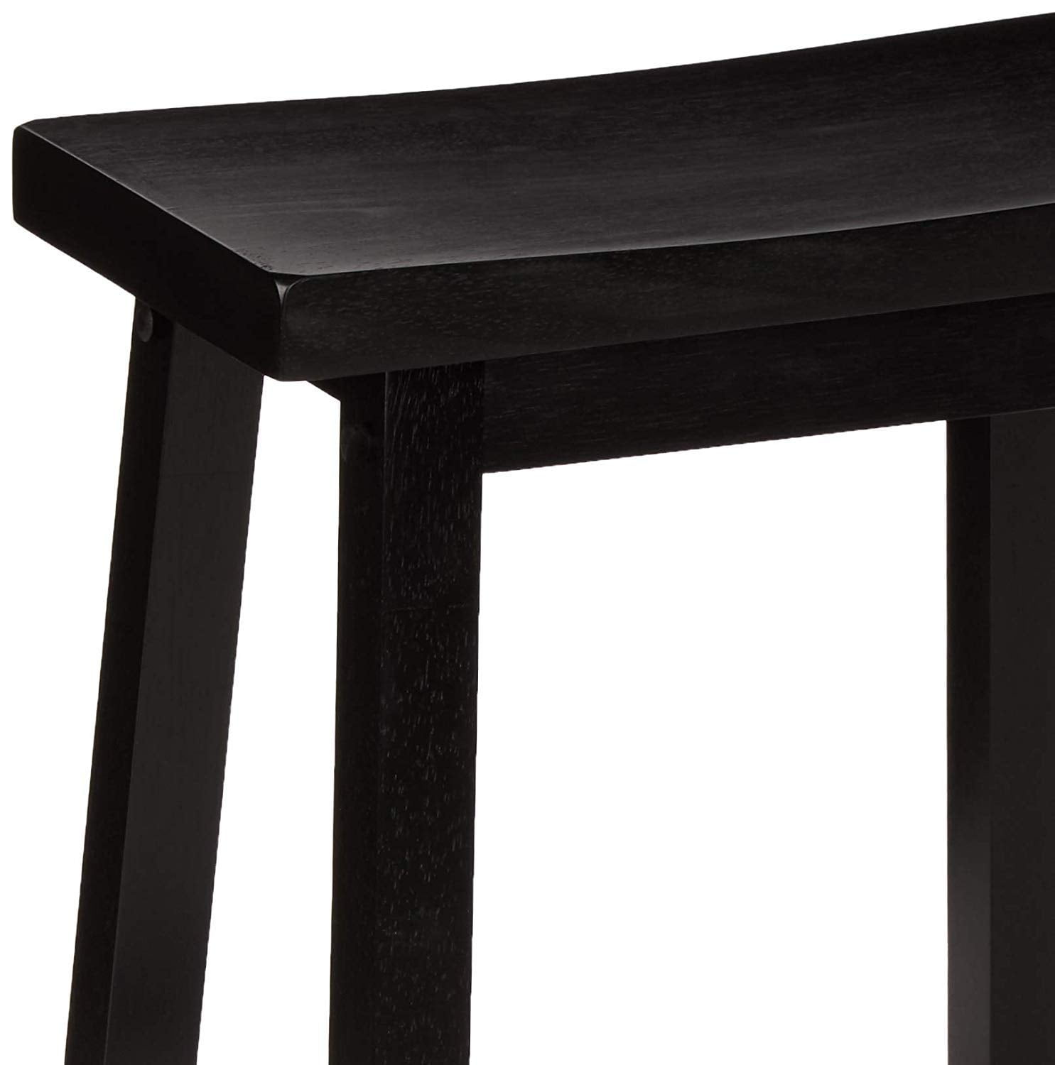 Mainstays Indoor 24" Counter Height Backless Saddle Wood Stool, Set of 2, Black