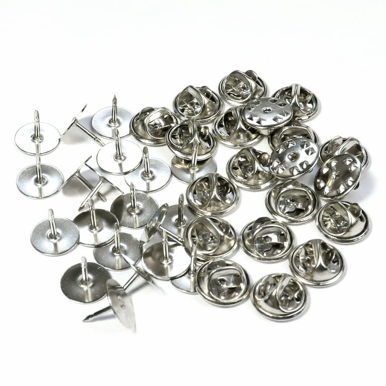 50 Sets Clutch Pin Backs with Tie Tacks Blank Pins , Metal Pin Backs, Pins Keepers Backs Locking Clasp, Butterfly Clutch Badge Insignia Clutches Pin