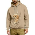 thumbnail image 5 of Timoontee Pet Pouch Hoodie Men Small Dog Cat Carrier Sweatshirts Oversized Kangaroo Pouch Hoodies Animal Holder Pullover Tops Beige XXXL, 5 of 5