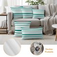 thumbnail image 5 of Outdoor Pillow Covers 20x12 Set of 2, Teal Ombre Grey Striped Waterproof Patio Throw Pillow Covers for Couch Sofa Chair, Farmhouse Stripe Modern Decorative Pillowcases for Throw Pillows, 5 of 9