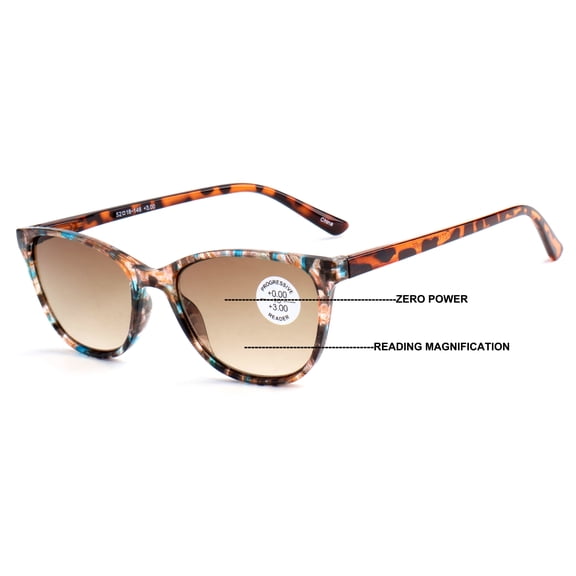 V.W.E. Women Marble Print Tinted Progressive Reading SunGlasses - Zero Power On Top - No Bubble UV Reading Glasses 3.50
