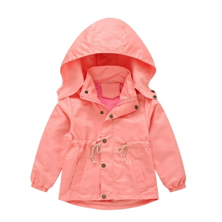 

B91xZ Baby Girl Clothes Kids Boys Girls Winter Coat With Pocket Hooded Jacket Toddler Zipper Windproof Outwear Toddler Girl 4t Winter Jacket Watermelon Red 2-3 Years