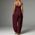 thumbnail image 5 of SONXAHE Womens Strapless Jumpsuit Smocked Tube Top Wide Leg Pocket Daily Bottoms, 5 of 5