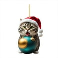 GFHFHITJ Christmas Tree Cats Pendant 2D Acrylic Christmas Hanging Decoration Funny Christmas