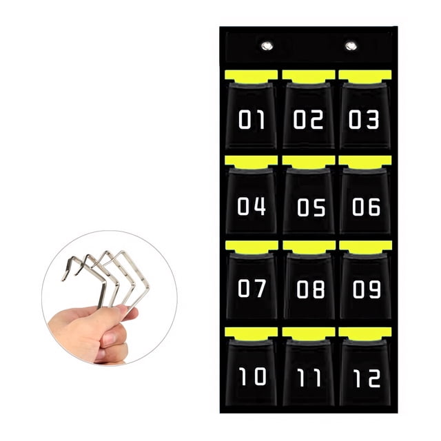 Muka Numbered Pocket Chart, Wall Pocket Organizer for Cell Phones Calculator Holders, 12 Pockets