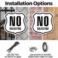 thumbnail image 3 of No Soliciting 12 inch X 12 inch Shield Shaped Commercial Grade Plastic Sign Weather Resistant Made in the USA, 3 of 6