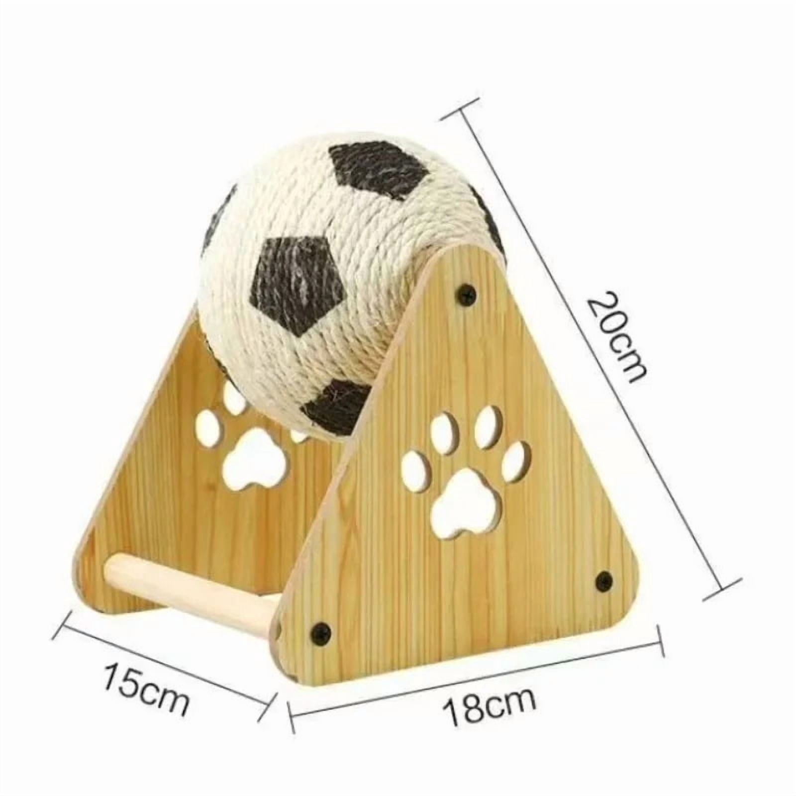 Solid Wood Cat Scratcher Ball - Natural Sisal Rope Interactive Toy for Cats Kittens Dogs Puppies