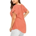 thumbnail image 4 of MAWCLOS Women Plus Size Blouse Short Sleeve V Neck Basic Tunic Tops Summer Casual Loose Shirts Tee, 4 of 5