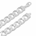 thumbnail image 2 of 16.6mm Solid .925 Sterling Silver Flat Beveled Curb Choker Chain Necklace, 20 inches, 2 of 7