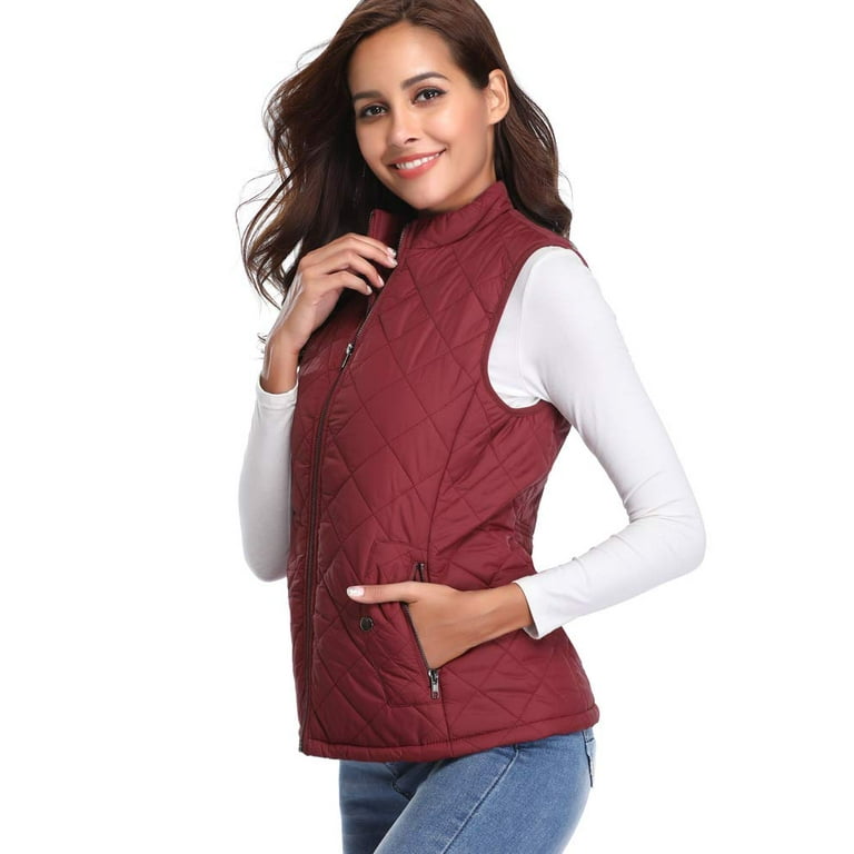 Maroon quilted shop vest