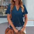 thumbnail image 4 of Blue Women's Short Sleeve T-shirt, Womens Tops Summer Short Sleeve V Neck Blouses Business Casual Loose Fit Tshirts Trendy Fashion Outfits,Women's Short sleeve T-shirt L, 4 of 4