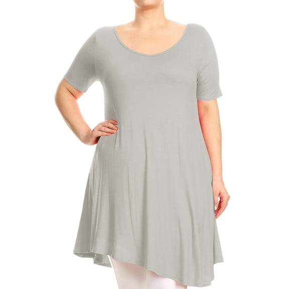 FashionStream V-Neck Short Sleeve Tunic Top Blouse, Women's Plus