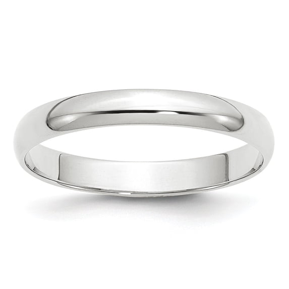 Solid 10k White Gold 3mm Half Round Wedding Band Size 10.5