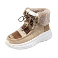 thumbnail image 3 of YOUYEDIAN Boots for Women Fall Winter Plush Soft Fashion Lace-up Platform Casual Warm Round Toe Mid Calf Boots Versatile Fuzzy Outdoor Non Slip Snow Shoes, 3 of 5