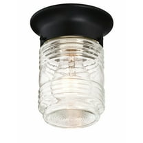 Design House Jelly Jar 1-Light Indoor/Outdoor Flush Mount Ceiling Light, Matte Black