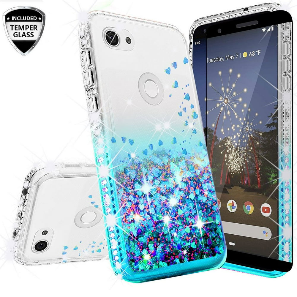 Compatible for Google Pixel 3a XL Case, with [Tempered Glass Screen