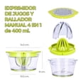 thumbnail image 4 of Exprimidor Jugo Manual Multifuncional Ele-Gate separador Rallador color Transparente c/ verde HOG.62, 4 of 6