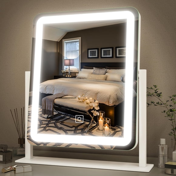 Espejo de tocador de maquillaje FENNIO de 15 x 12,6 cm con iluminación LED y táctil