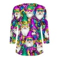thumbnail image 4 of Gamivast Mardi Gras Shirts for Women Plus Size Mask Graphic 3/4 Sleeve Dressy Tshirt Relaxed Fitted V Neck Button Holiday Party Pullover Carnival Outfits 2026, 4 of 6