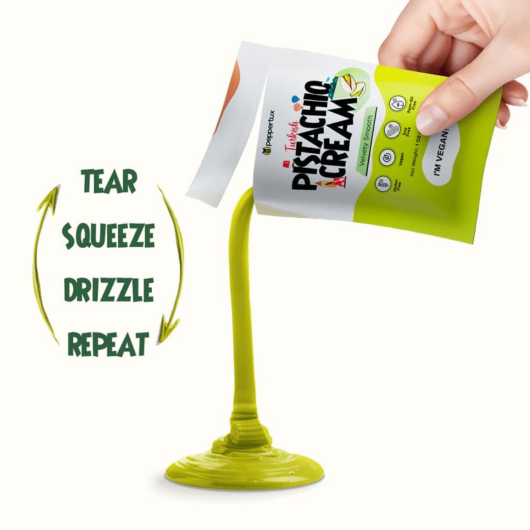 Peppertux Turkish Pistachio Cream, Single Serve Pouches 10oz, Box