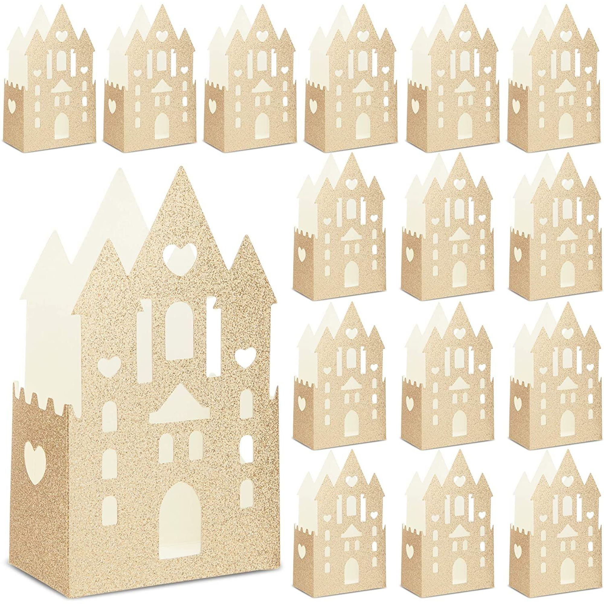 20 Pieces Princess Box Party Supplies Glitter Princess Party Box Castle Candy Box Gold Castle Party Favor Box Glitter Party Favor Boxes for Wedding Birthday Party Bridal Baby Shower Decoration