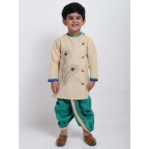 AHHAAAA Boy's Ethnic Festive Cotton Kurta and Dhoti Pant Set