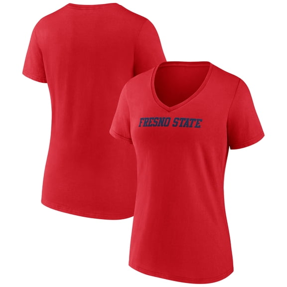 Women's Red Fresno State Bulldogs Arch V-Neck T-Shirt