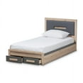 thumbnail image 3 of Baxton Studio Pandora Modern and Contemporary Dark Grey and Light Brown Two-Tone 2-Drawer Twin Size Storage Platform Bed, 3 of 7