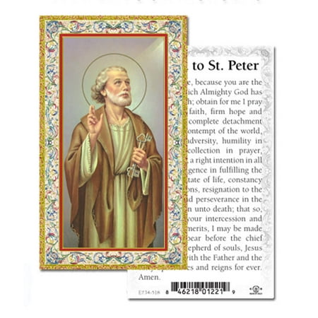 

Saint Peter Gold-Stamped Catholic Prayer Holy Card with Prayer on Back Pack of 100