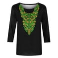 thumbnail image 4 of Penkiiy Traditional Mexican Embroidered Peasant Tops for Women, 3/4 Sleeve Crew Neck Shirt Spring Fall Clothing Apparel,Vintage Floral Tunic Shirts, Flowers Embroidery Blouses M Black, 4 of 5