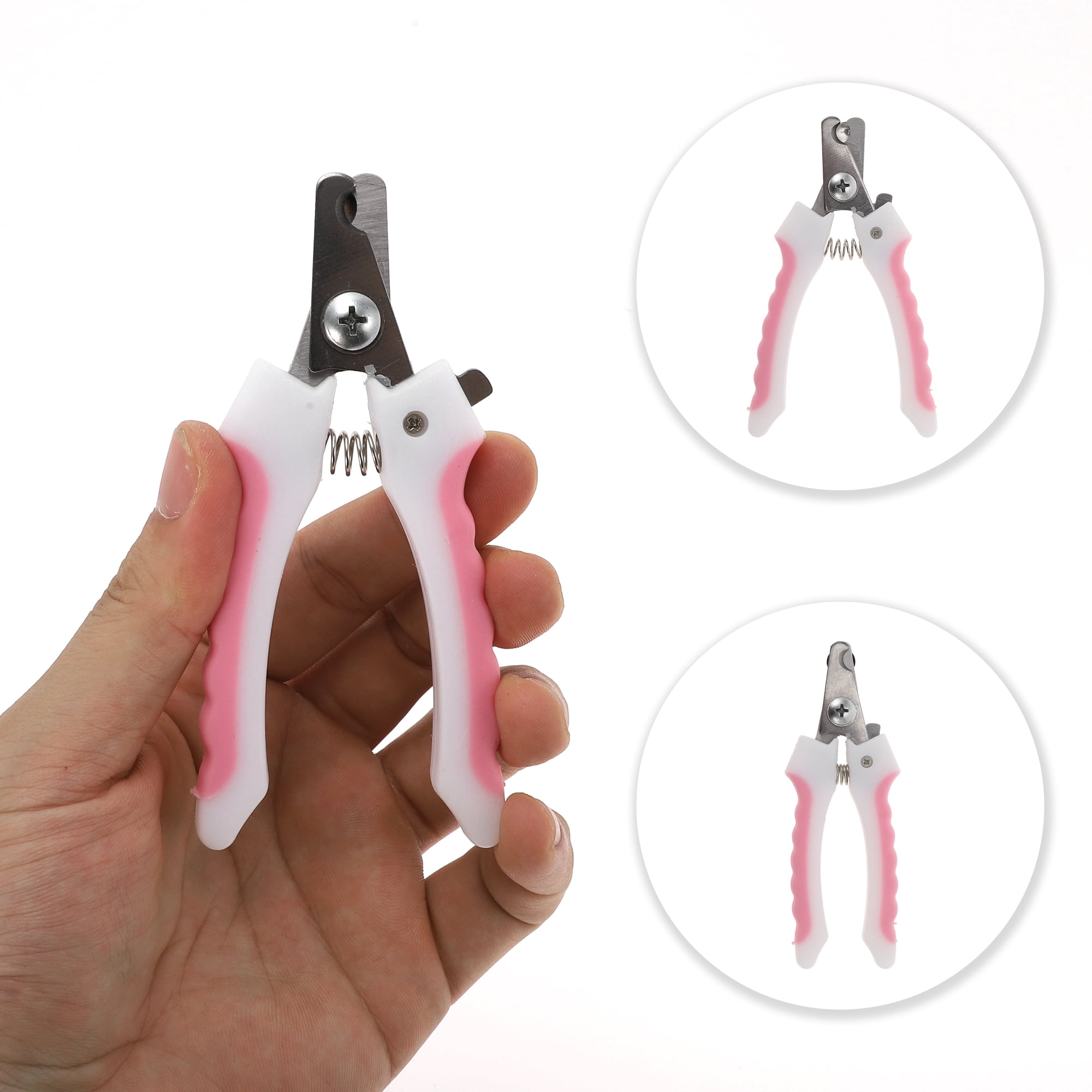 Unique Bargains Straight Handle Pet Nail Clippers 4.72"x2.76" 1 Pc Pink White