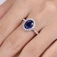 thumbnail image 5 of 7x9mm Oval Cut Blue Sapphire Engagement Ring Moissanite Floral Promise Ring Solid 14k White Gold Moissanite Wedding Band Anniversary gift, 5 of 5