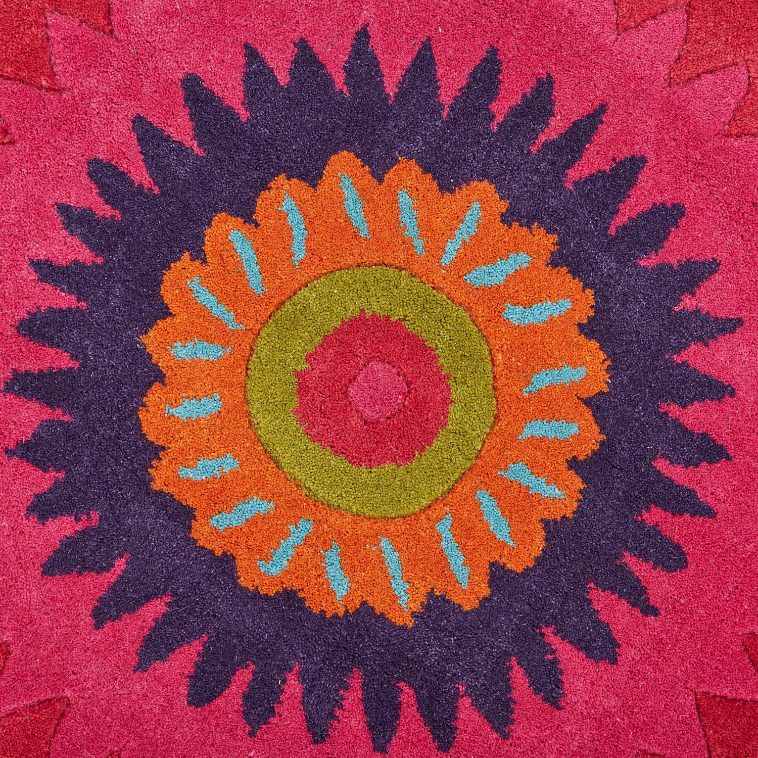 LR Home Wren 5' Round Pink Peacock Medallion Indoor Area Rug