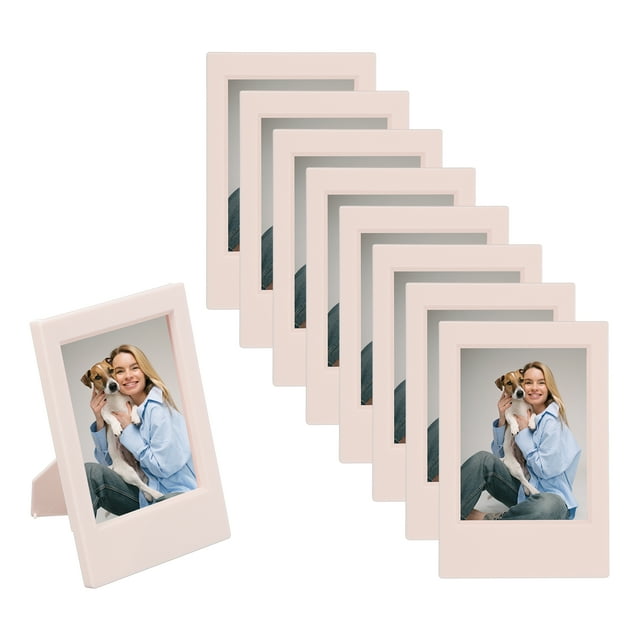 8pcs Mini Picture Frames, 2.4 x 3.6 Inch Rectangular Film Photo Frame, Small Instant Film Photo Frame Holder for Tabletop Picture Display, Pink