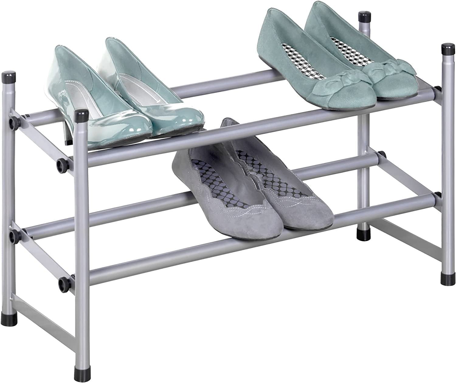 J&V TEXTILES Telescoping Stackable/Expandable Free Standing Shoe Rack