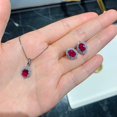 thumbnail image 4 of Vintage-Style Simulated Red Gemstone Ring and Pendant Necklace Jewelry Set for Women, 4 of 6