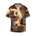 thumbnail image 2 of Lsque Cartoon Cooking Cat print Men's Cuban Collar Short Sleeve Shirt Summer Beachwear Casual Button Down Fashionable Vacation Leisure Shirt-3X-Large, 2 of 7