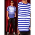 thumbnail image 4 of DARING DIVA Men's Striped Short Sleeve Crew Neck Casual Stripes T Shirt 2XL Blue White, 4 of 6