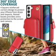 thumbnail image 6 of Samsung Galaxy S22 Crossbody Wallet Case, Zipper Pocket Phone Case Cross Body Strap with RFID Blocking Carring Bag Credit Card Premium Leather For Samsung Galaxy S22, Red, 6 of 9