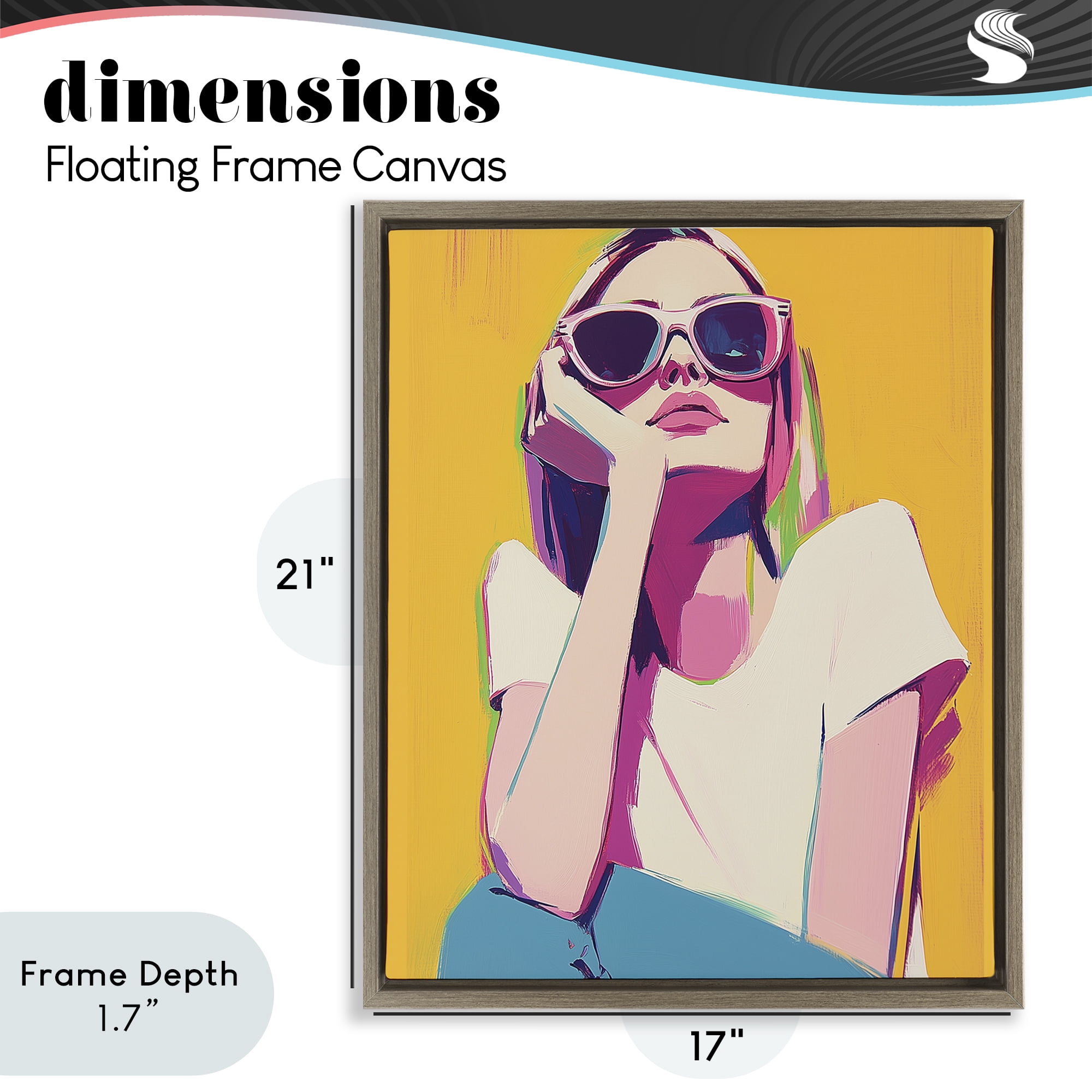Stupell Industries Chroma Shades Girl Brown Framed Floater Canvas Wall Art, design by Walker Noble