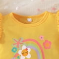 thumbnail image 4 of Toddler Girl Outfit Toddler Baby Girls Summer Floral Rainbow Print Flutter Sleeve Top and Shorts Two Piece Outfit Playwear Outfits Baby Girl Yellow 12 Months-18 Months, 4 of 7
