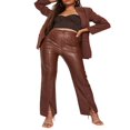 thumbnail image 4 of Pantalon en Similicuir pour Femmes Rétro Taille Haute Droit Pantalon avec Poches, 4 of 5