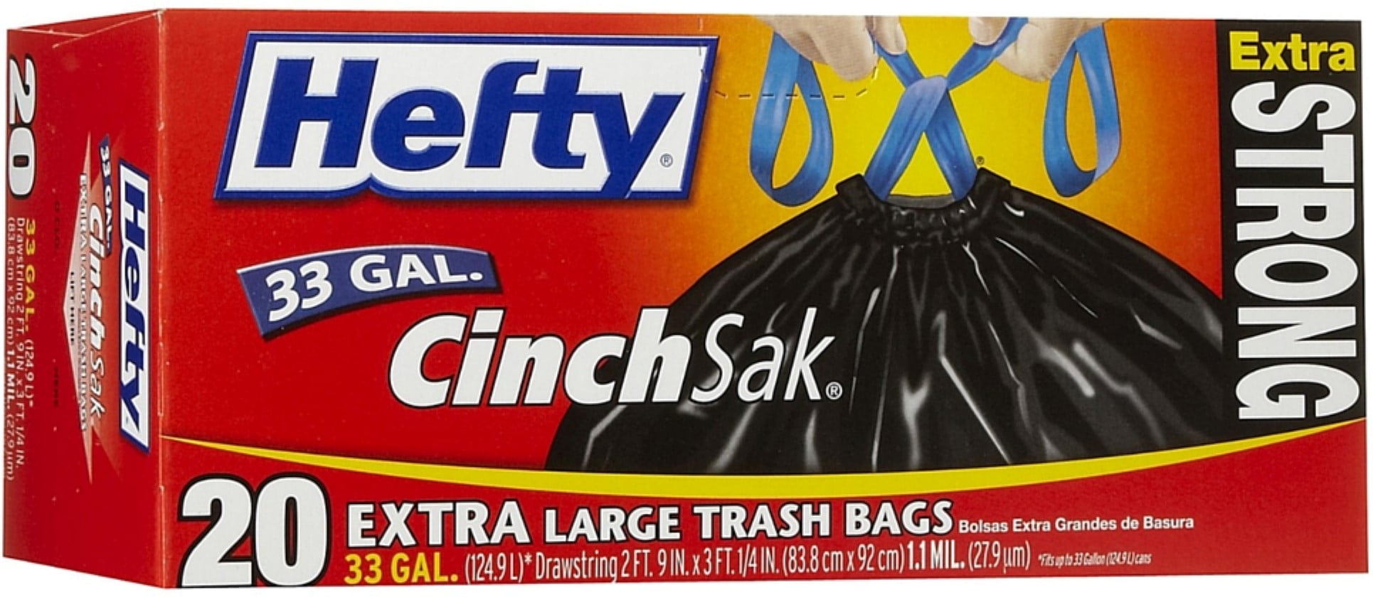Hefty Strong 33-Gallon Extra Large Drawstring Bags Mega Pack, 48 ct - City  Market
