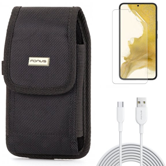 For Samsung Galaxy S21 (6.2") - Holster Swivel Case Belt Clip   Anti-Glare TPU Film Matte Screen Protector   Fast Charger Type-C 6ft USB-C Cable